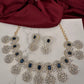 AD Color Stone Neckline Short Necklace - Blue