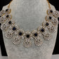 AD Color Stone Neckline Short Necklace - Blue