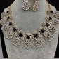 AD Color Stone Neckline Short Necklace - Blue