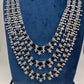 AD Multi Layer Color Stone Long Necklace in Silver Finish - Blue