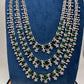 AD Multi Layer Color Stone Long Necklace in Silver Finish - Green