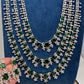 AD Multi Layer Color Stone Long Necklace in Silver Finish - Green