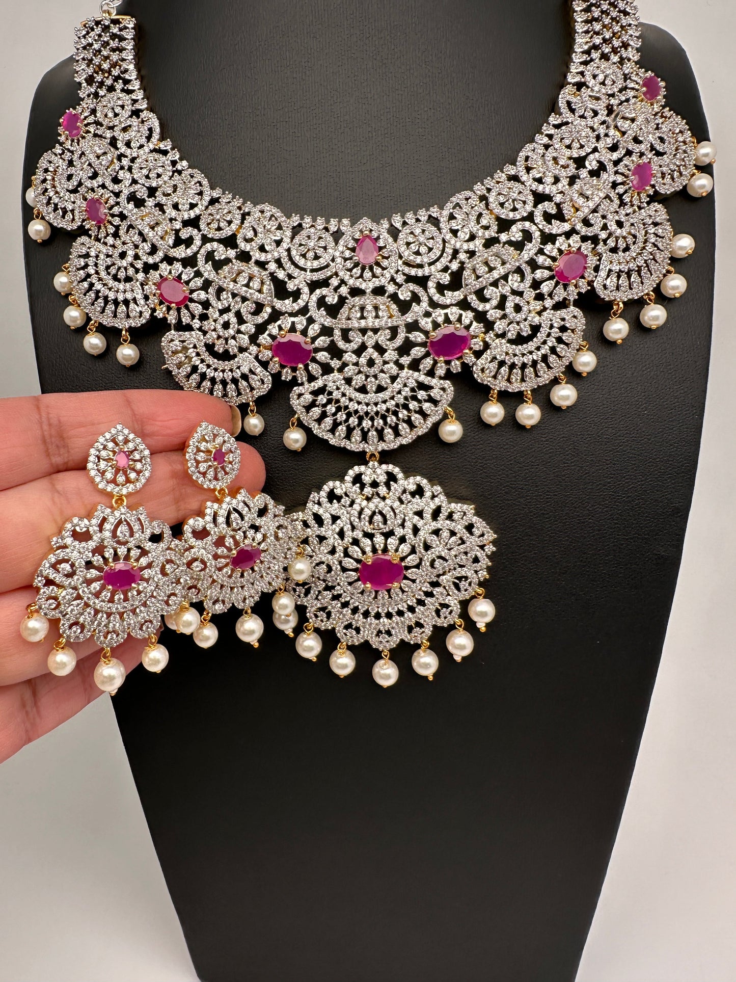 AD Ruby Neckline Short Necklace