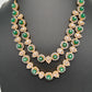 AD Double Layer Color Stone Short Necklace - Green