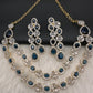 AD Double Layer Color Stone Short Necklace - Blue