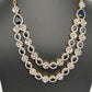 AD Double Layer Color Stone Short Necklace - Blue