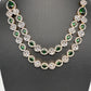 AD Double Layer Color Stone Short Necklace - Green