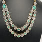 AD Double Layer Color Stone Short Necklace - LightGreen