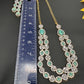 AD Double Layer Color Stone Short Necklace - LightGreen