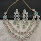 AD Double Layer Color Stone Short Necklace - LightGreen