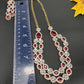 AD Double Layer Color Stone Short Necklace - Red