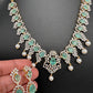 AD Color Stone Pearl Short Necklace - LightGreen