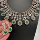 AD Color Stone Neckline Necklace - Green