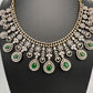 AD Color Stone Neckline Necklace - Green