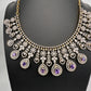 AD Color Stone Neckline Necklace - Purple