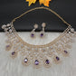 AD Color Stone Neckline Necklace - Purple