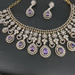 AD Color Stone Neckline Necklace - Purple