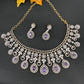 AD Color Stone Neckline Necklace - Purple