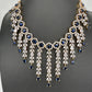 AD Color Stone Neckline Necklace - Blue