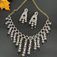 AD Color Stone Neckline Necklace - Blue