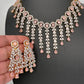 AD Color Stone Neckline Necklace - Pink