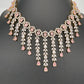 AD Color Stone Neckline Necklace - Pink