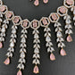 AD Color Stone Neckline Necklace - Pink