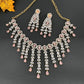 AD Color Stone Neckline Necklace - Pink