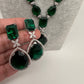 Green Doublet Silver Necklace