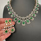 AD Color Stone Neckline Necklace - Green