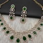 AD Color Stone Neckline Necklace - Green