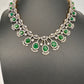 AD Color Stone Neckline Necklace - Green