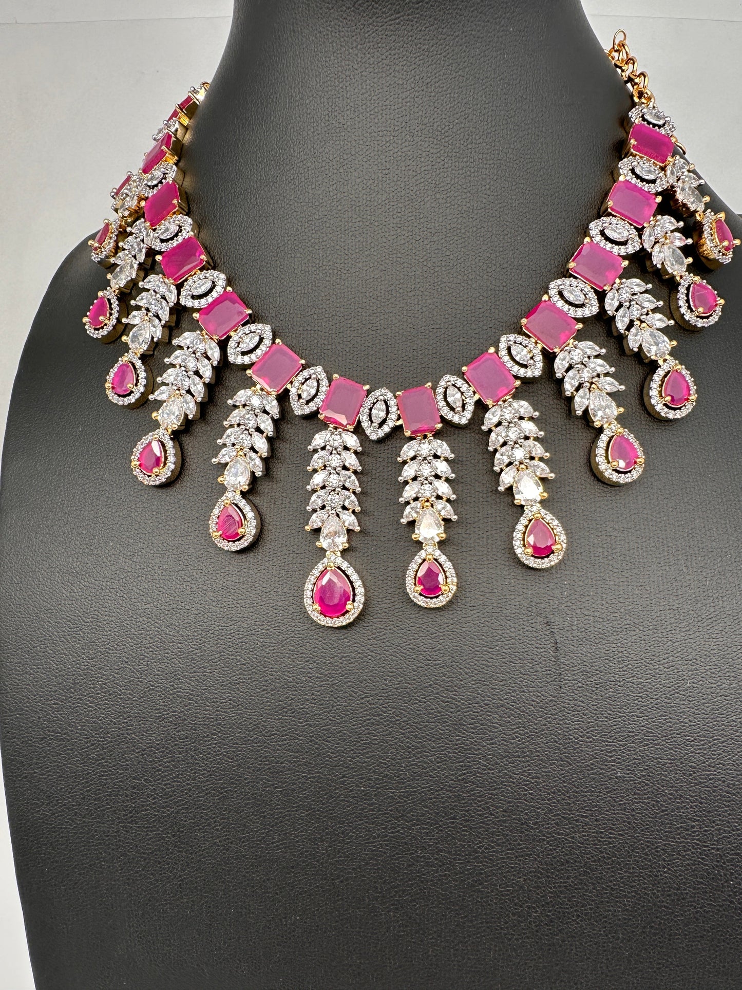 AD Ruby Pink Neckline Necklace