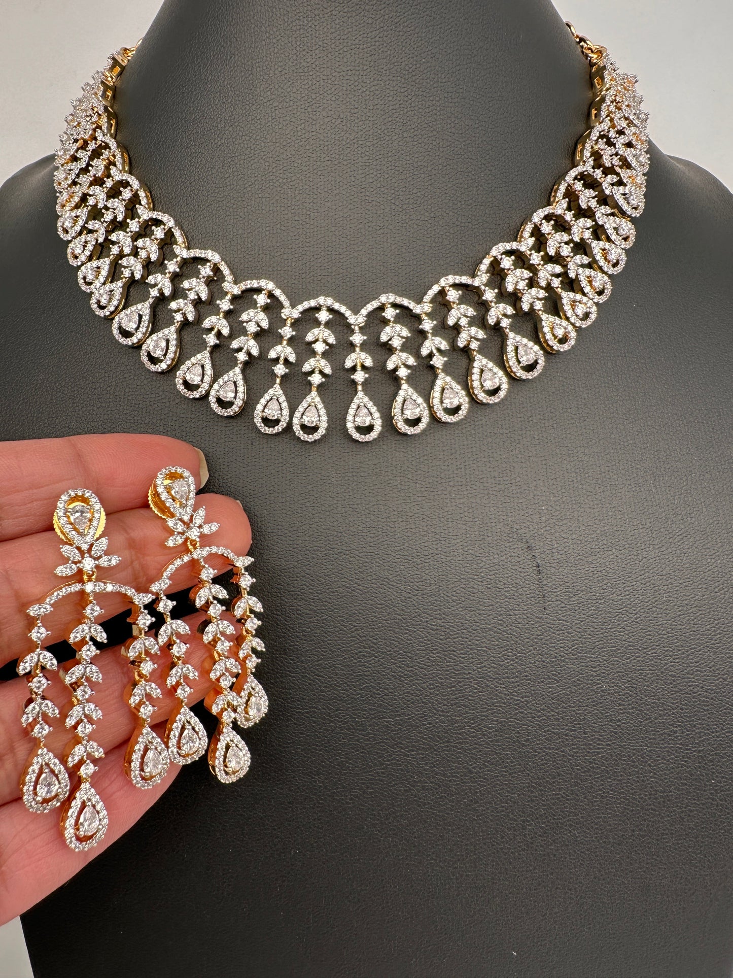 Cubic Zirconia Neckline Necklace