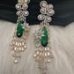 AD Color Stone Statement Earings - Green