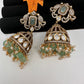 AD Kundan Color Stone Jhumki Earings - LightGreen