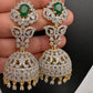 CZ Jhumki Color Stone Earings - Green