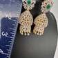 CZ Double Jhumka Green Emerald Earings