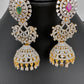 AD Jhumki Color Stone Earings - Red