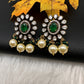 AD Color Stone Moissanite Earrings - Green