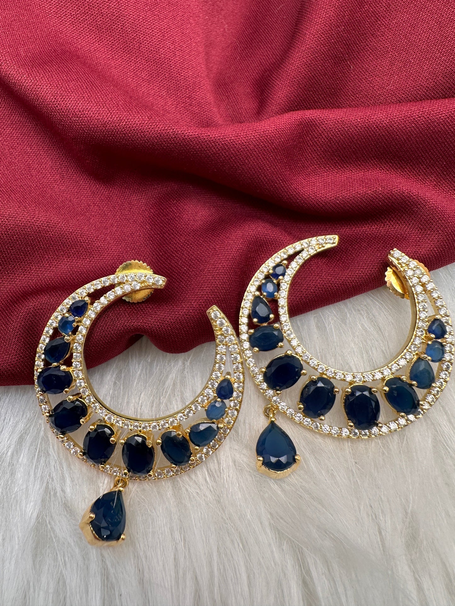 AD Blue Crescent Earrings