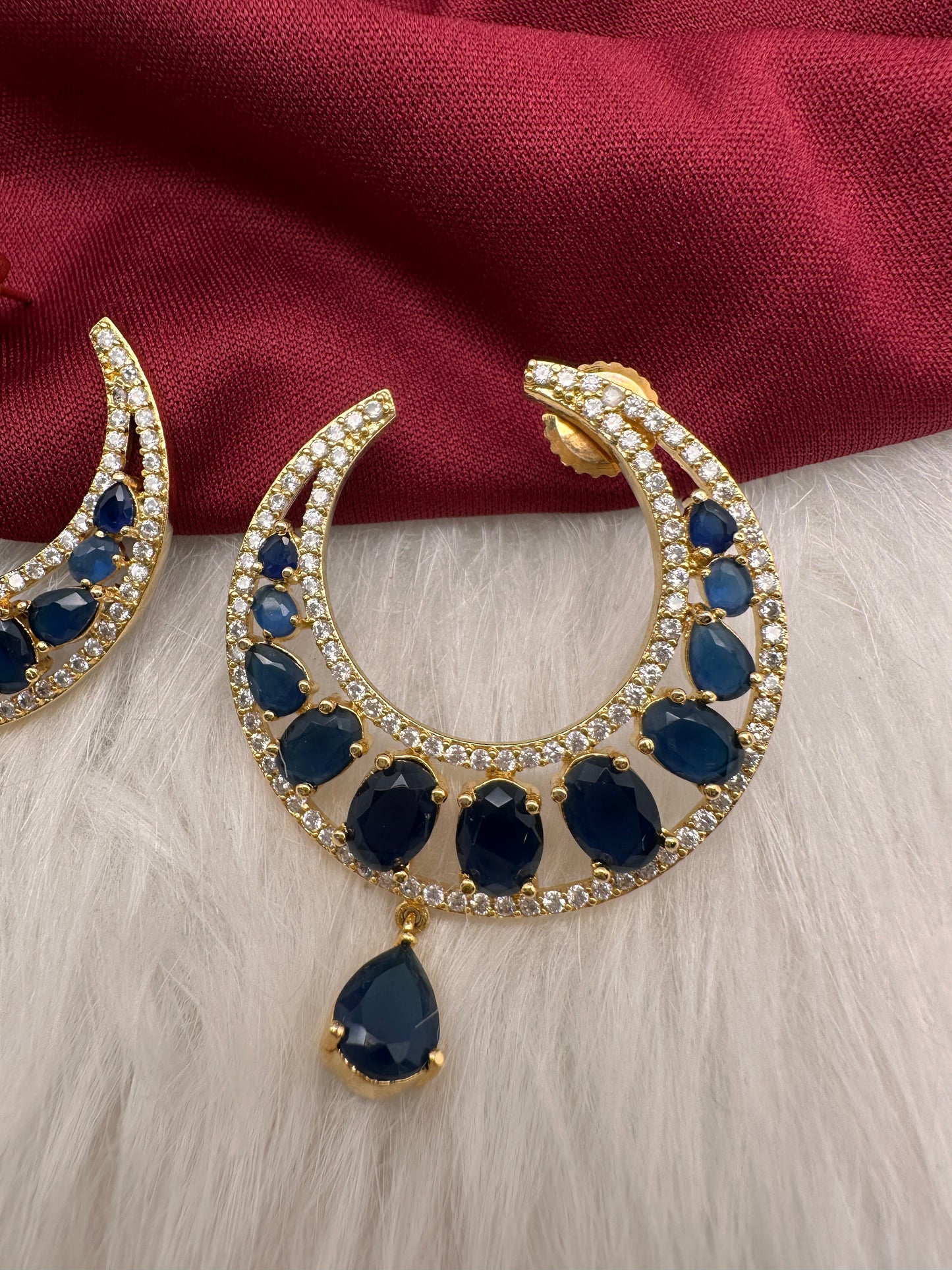 AD Blue Crescent Earrings