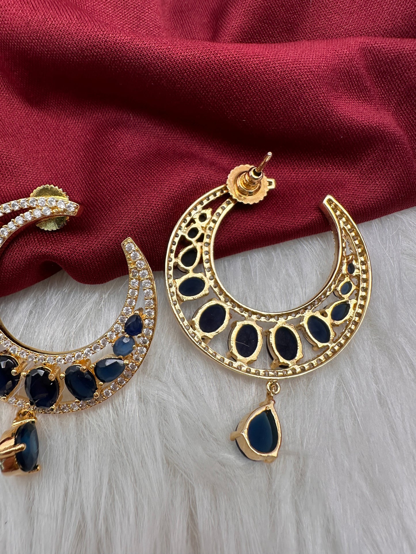 AD Blue Crescent Earrings