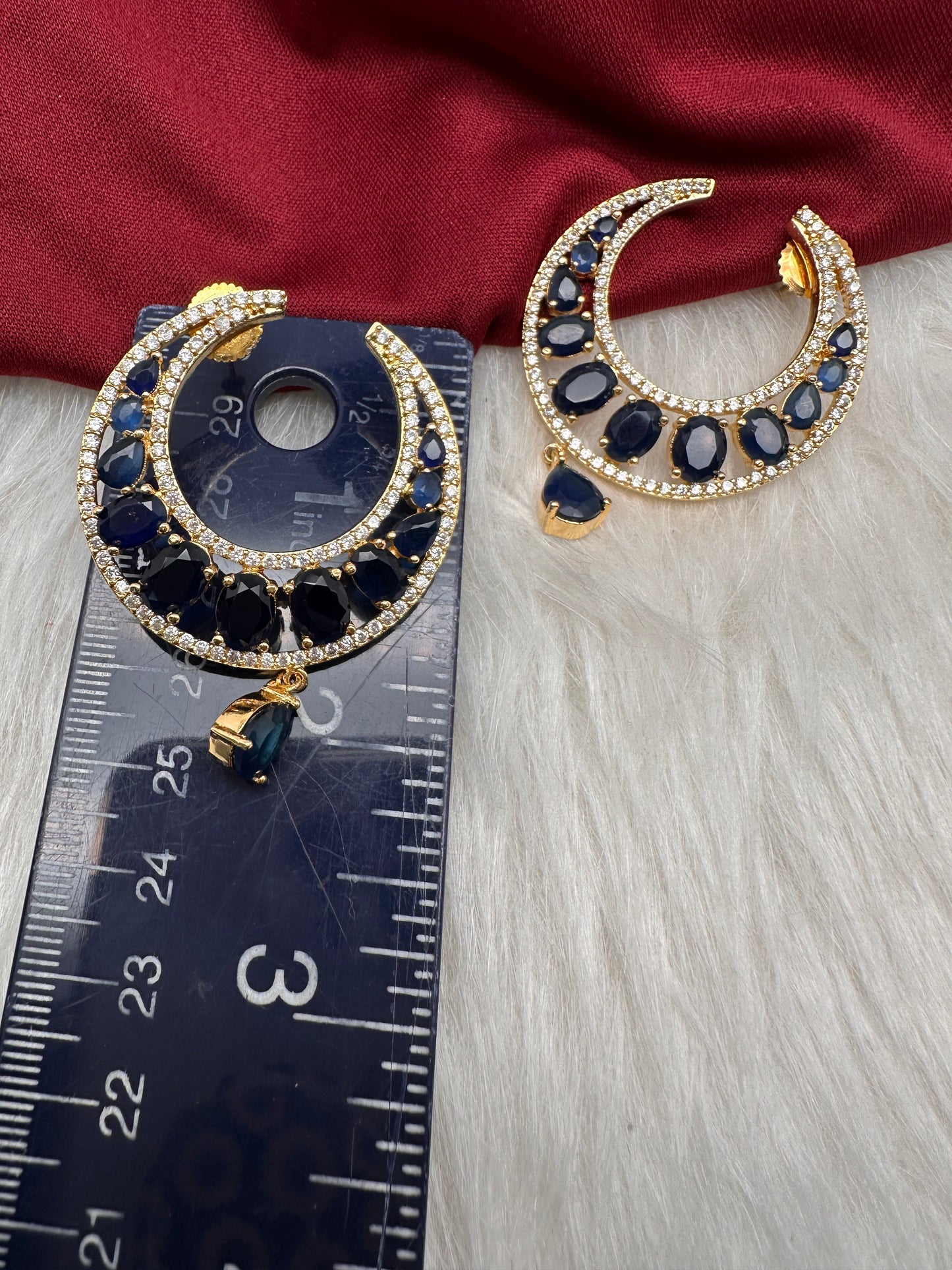 AD Blue Crescent Earrings