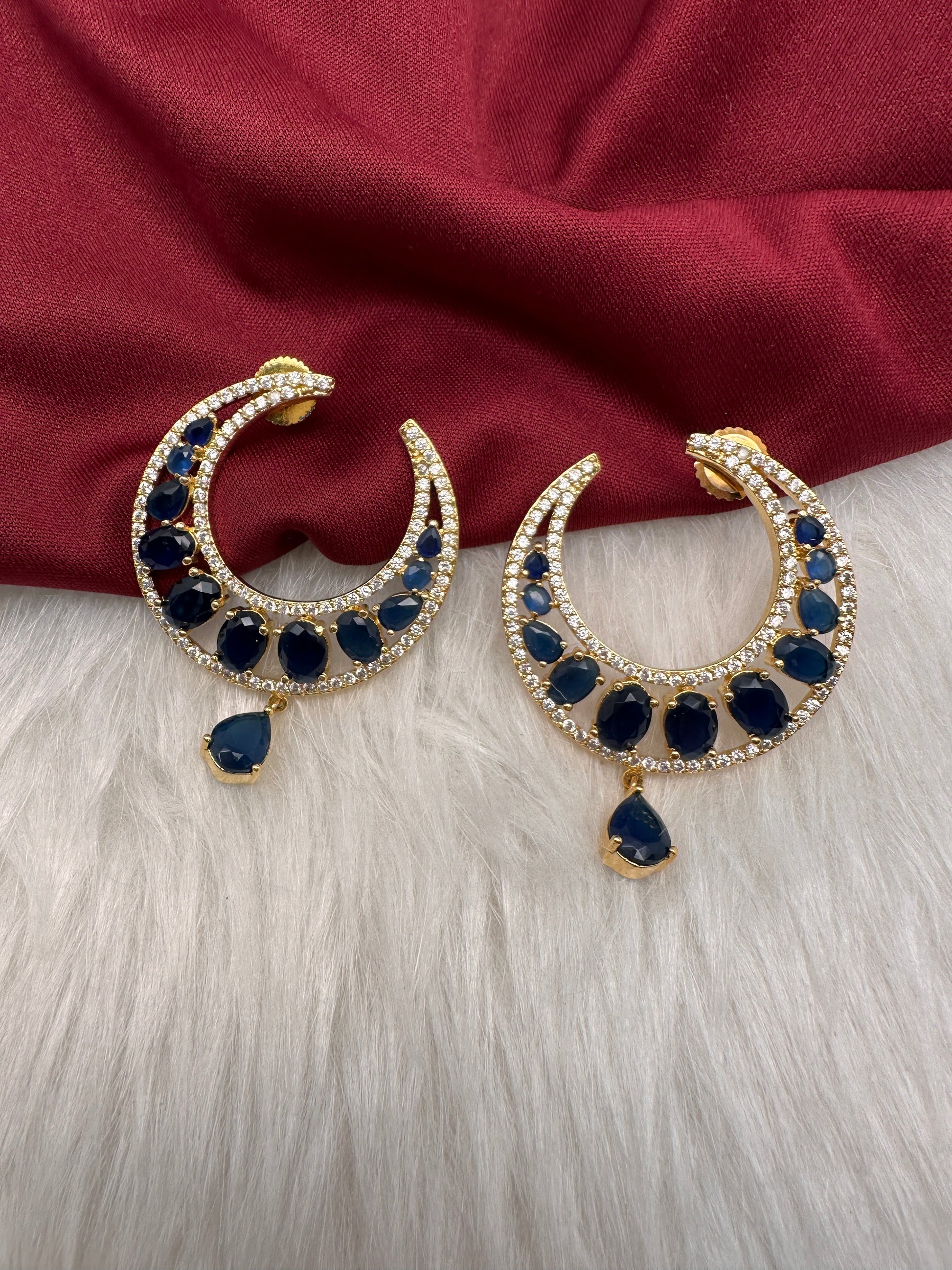 AD Blue Crescent Earrings