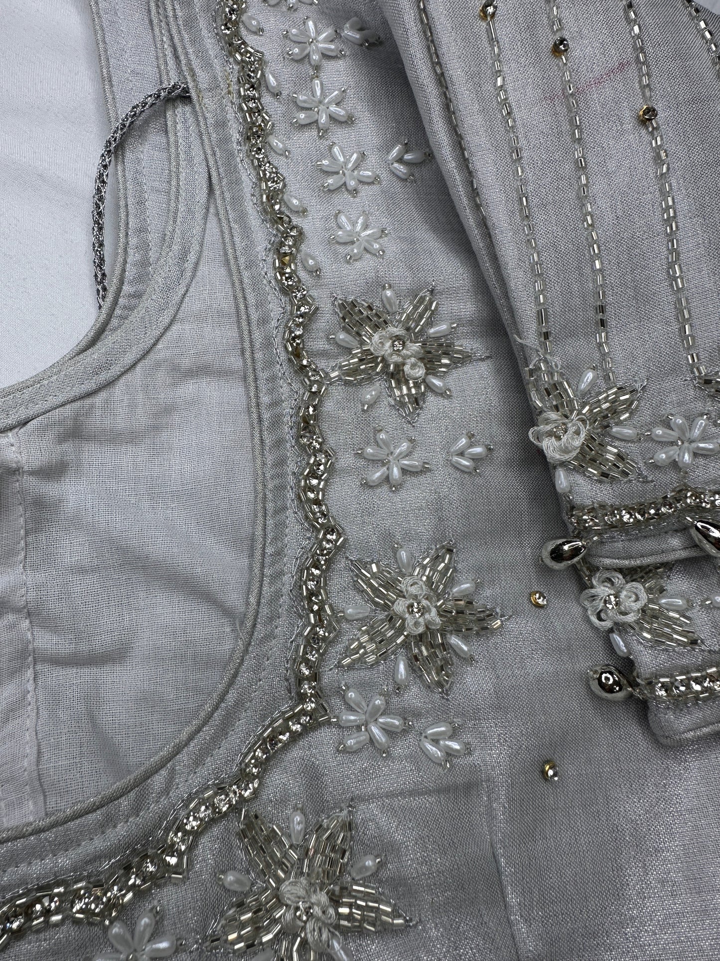 Silver Maggam work blouse