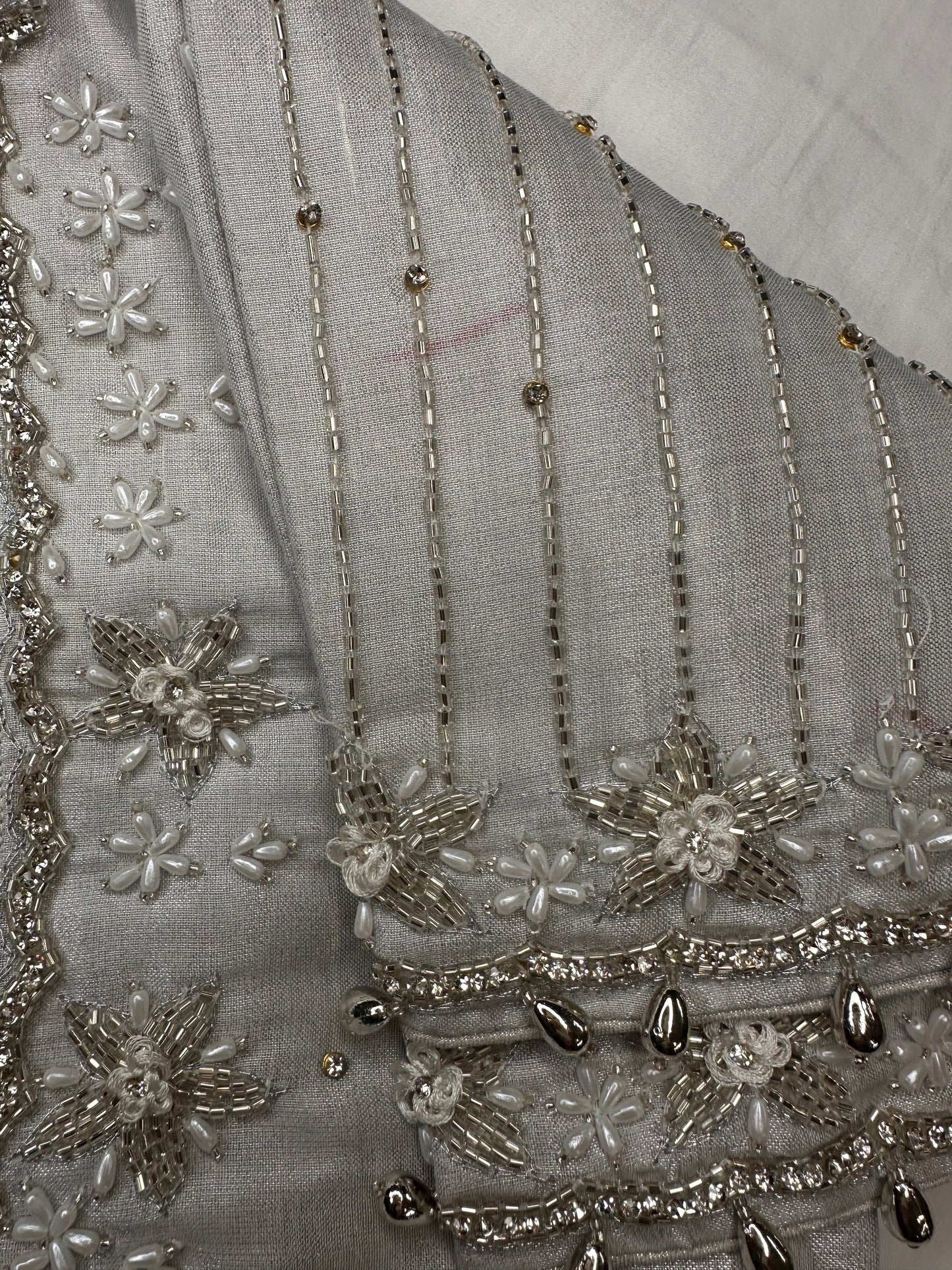 Silver Maggam work blouse