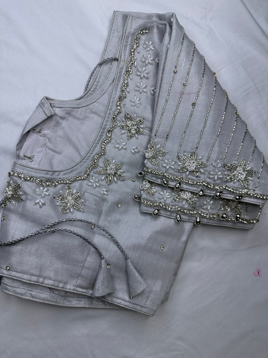 Silver Maggam work blouse