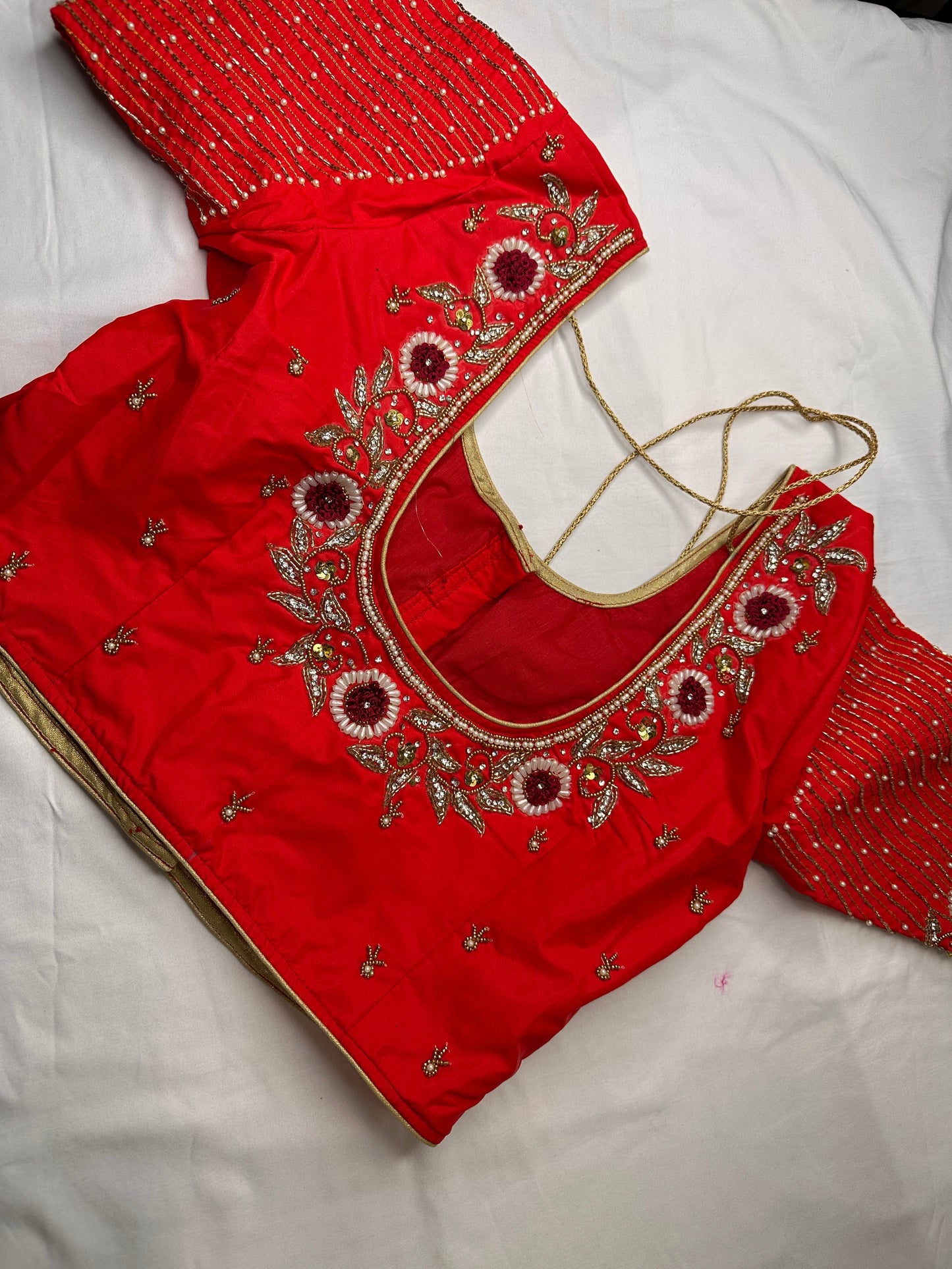 Red Maggam work blouse