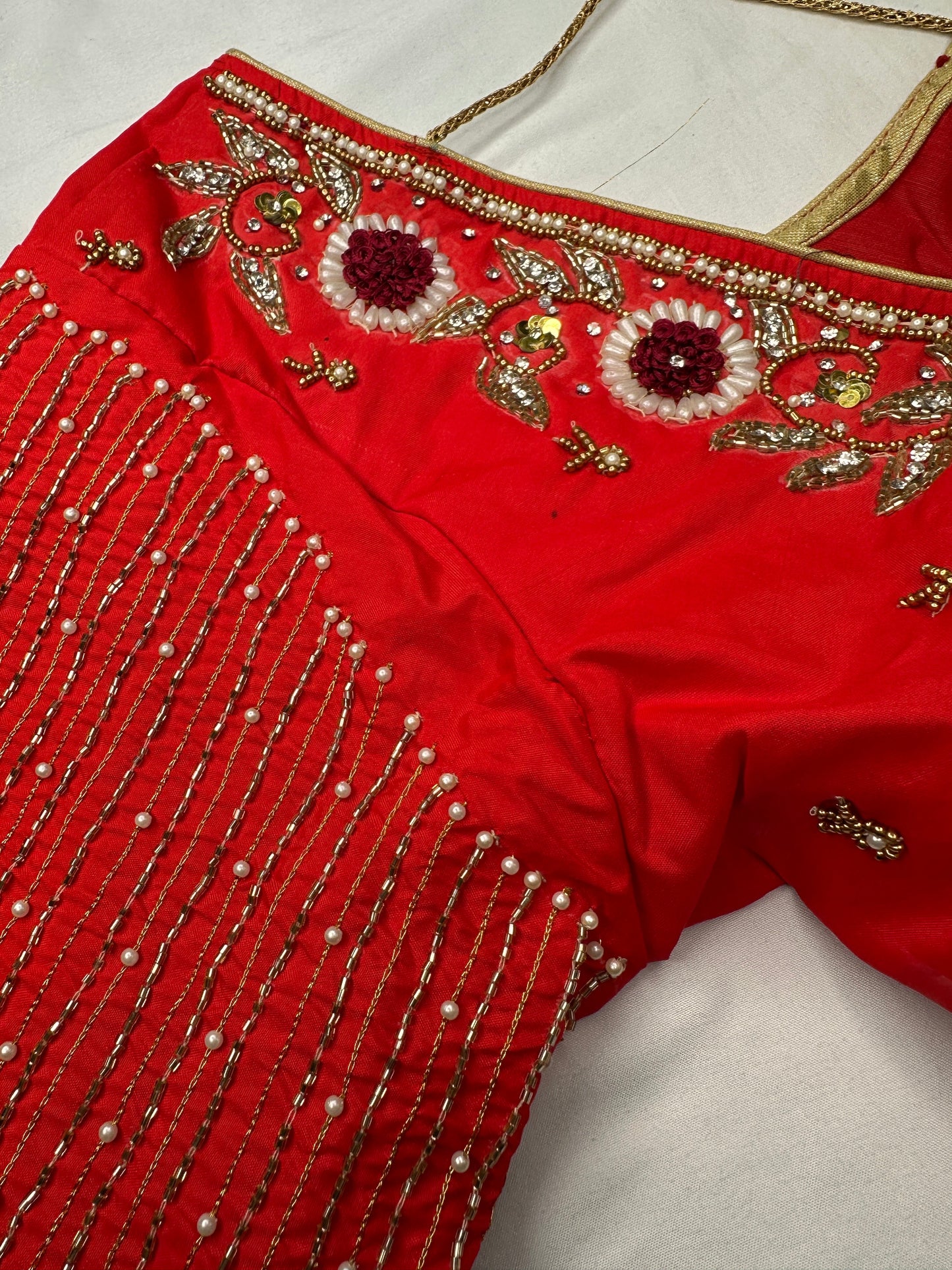 Red Maggam work blouse